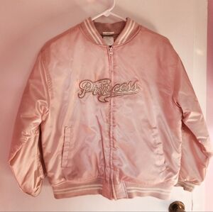 Vintage Disney Princess pink satin bomber jacket girls size L